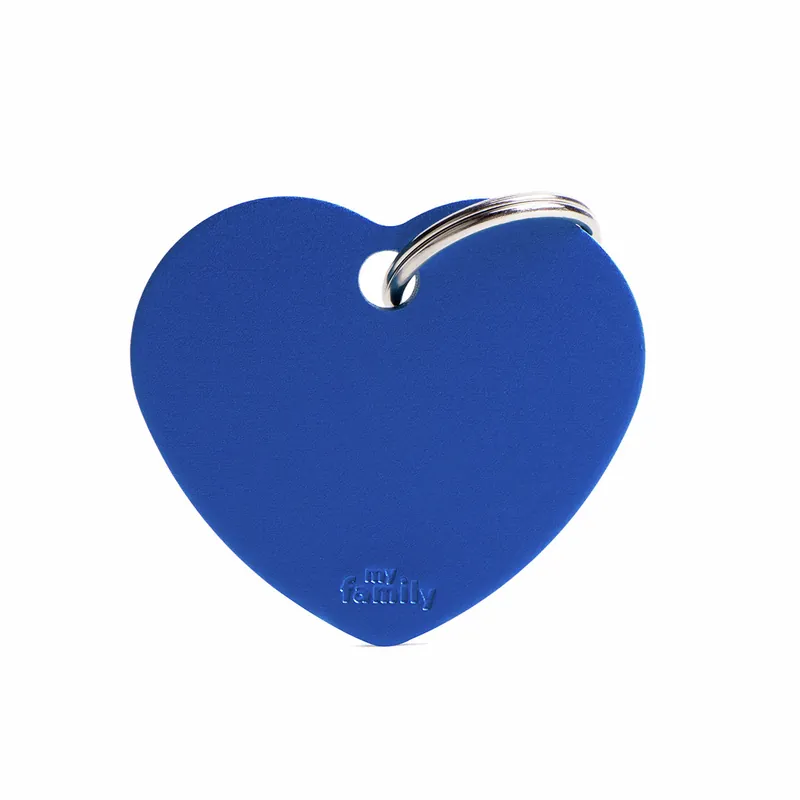 Sale MY FAMILY Classic Big Heart Aluminum Tag blau Hundemarke